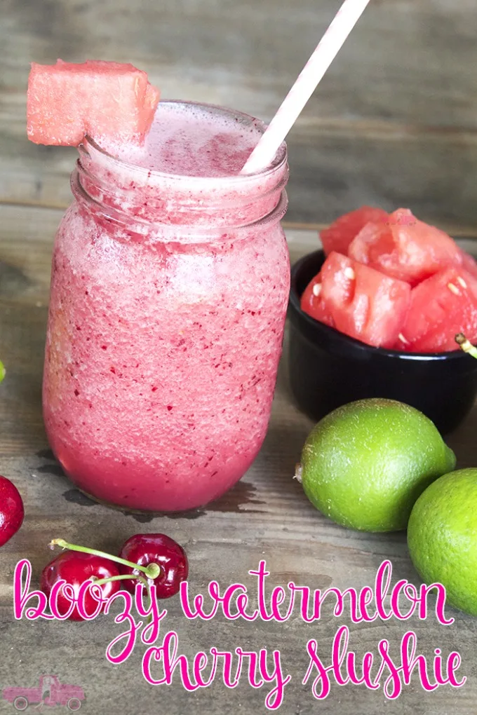 Boozy watermelon cherry slushie
