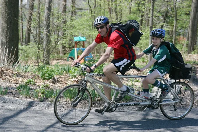 This coach Dad often biked to games with his soccer player