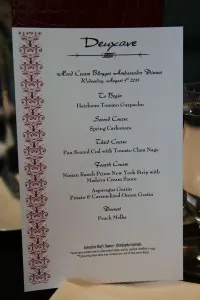 Deuxave Hood Cream Blogger Ambassador Dinner menu