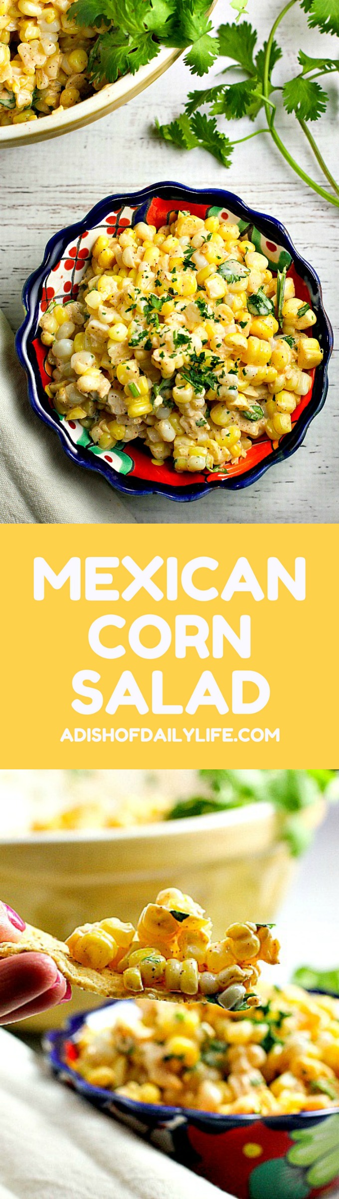 Like Mexican street corn? Turn it into a salad! This easy and delicious 15 minute Chili Lime Mexican Corn Salad recipe can be used as an appetizer for game day or tailgating, or as a side dish for any Mexican dinner or your next cookout!