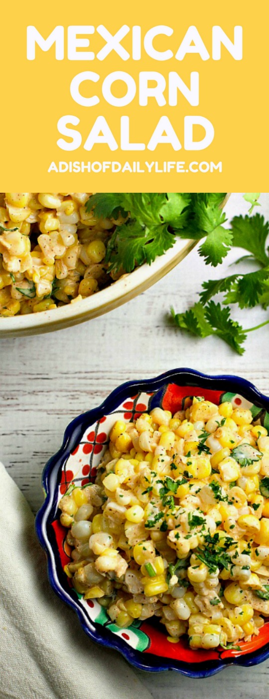 Like Mexican street corn? Turn it into a salad! This easy and delicious 15 minute Chili Lime Mexican Corn Salad recipe can be used as an appetizer for game day or tailgating, or as a side dish for any Mexican dinner or your next cookout!