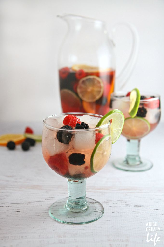 This Pomegranate Berry Sangria Spritzer recipe is a delicious refreshing and "lightened up" version of a traditional sangria...perfect for casual entertaining!