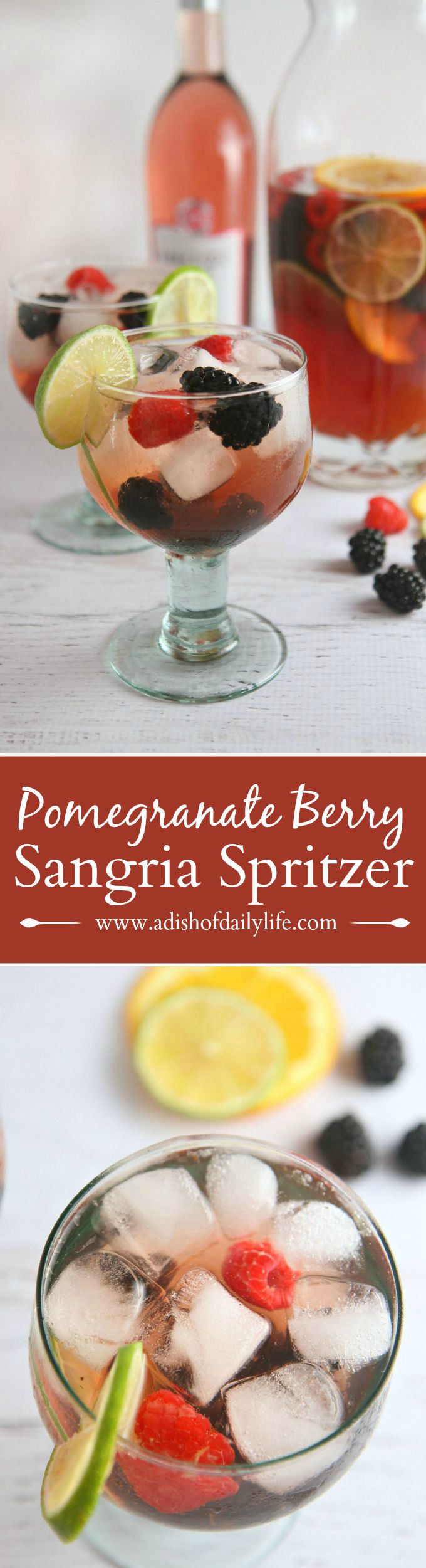 This Pomegranate Berry Sangria Spritzer recipe is a delicious refreshing and "lightened up" version of a traditional sangria...perfect for casual entertaining!