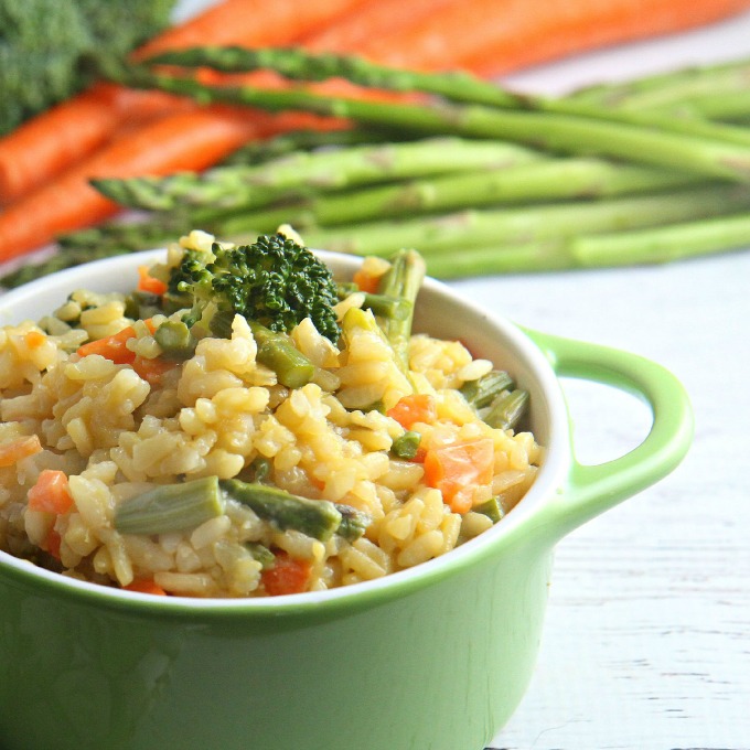 A farmer's market favorite, this fast and easy Vegetable Risotto recipe is an elegant dish, perfect for weeknight meals or special occasions. 