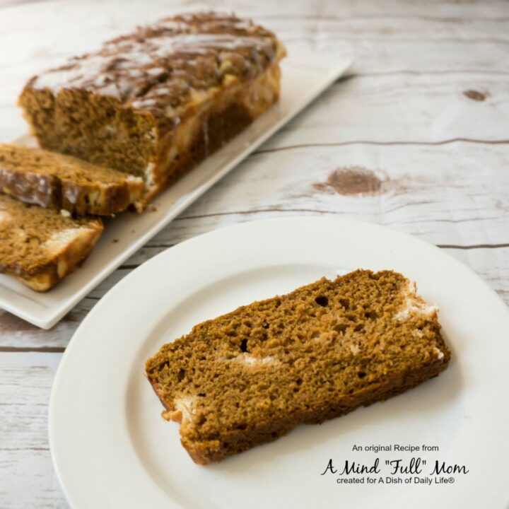 Whole Wheat Pumpkin Bread with Maple Spiced Cream Cheese Filling