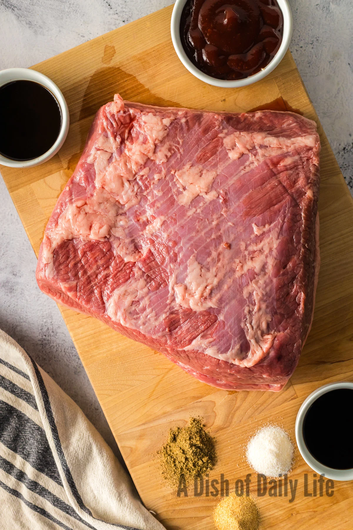 Beef Brisket cleaned and ready for seasoning.