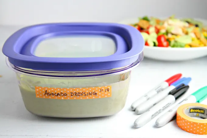 Avocado Dressing stored in Rubbermaid 5 cup Premier Food Storage