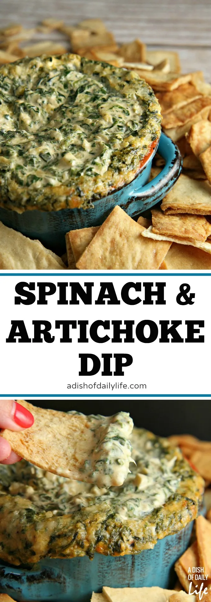 Creamy Spinach and Artichoke dip...perfect for game day or a holiday party! Your guests will never guess how easy it was to make!