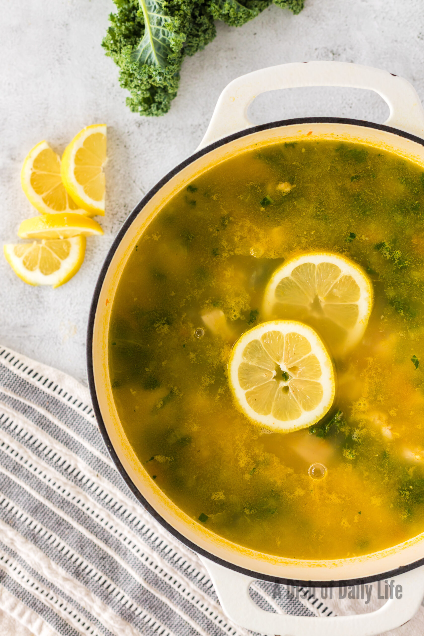 Soup Pot of Lemon Chicken Orzo Soup