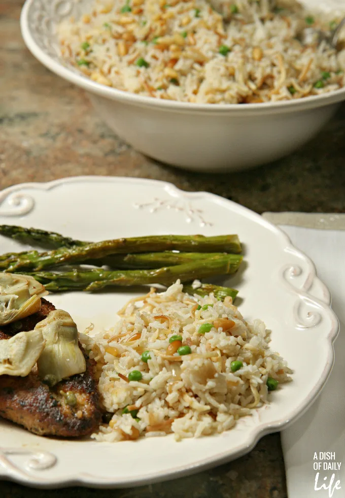 This delicious Rice Pilaf recipe was inspired by my husband's Lebanese roots. It's an elegant, easy-to-make side dish, the perfect addition to your Thanksgiving or Christmas menu. 