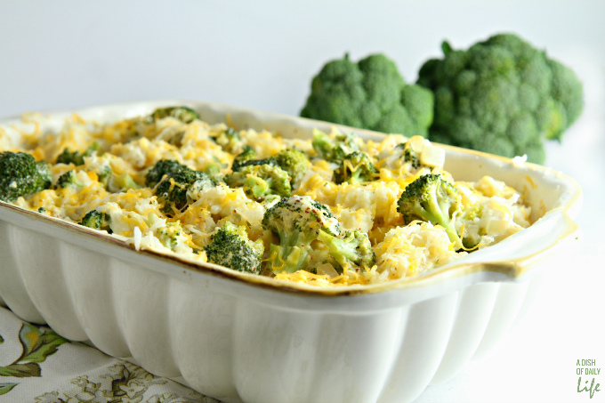 Cheesy Broccoli Rice Casserole...a warm and comforting casserole made from scratch using all natural cheeses!