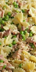 Use up your leftover Christmas or Easter ham (or sub a few thick slices of deli ham from the grocery store) and make this Creamy Pasta wth Ham and Peas! It always gets rave reviews!