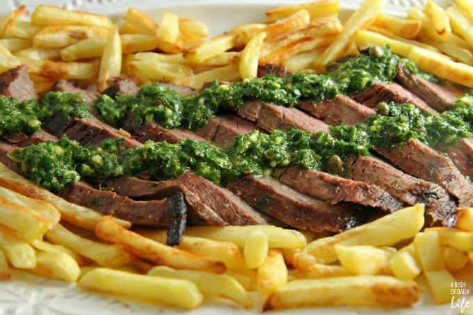 Steak Frites with Chimichurri Sauce...an easy gourmet dinner in 30 minutes or less!
