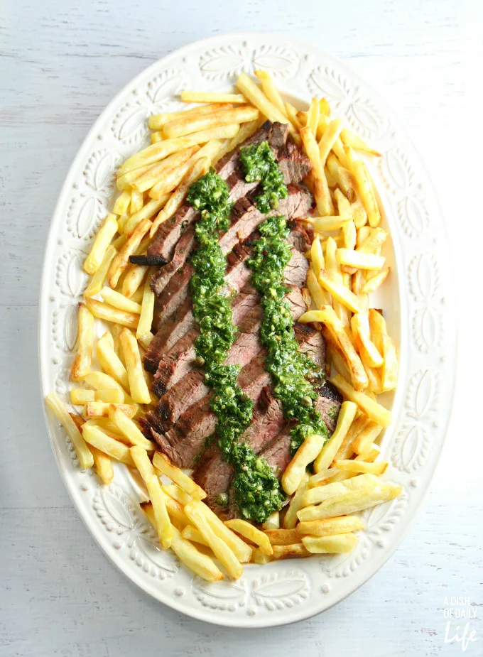 Steak Frites with Chimichurri Sauce...an easy gourmet dinner in 30 minutes or less!