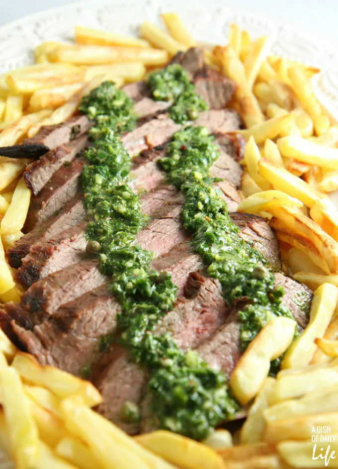 Steak Frites with Chimichurri Sauce...an easy gourmet dinner in 30 minutes or less!