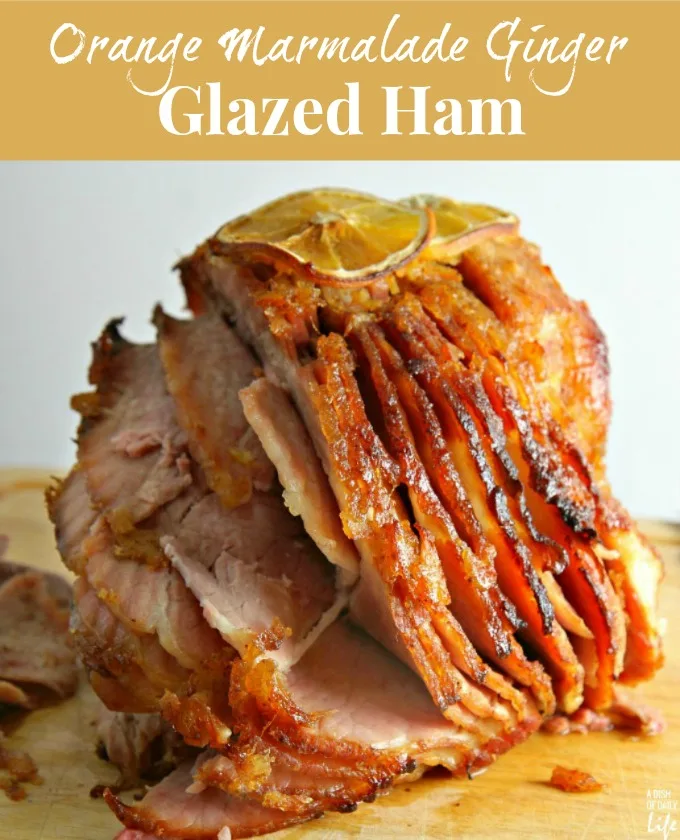 Mom's beautifully caramelized ham with a delicious Orange Marmalade Ginger Ham Glaze for Easter, Christmas, or even Sunday Supper. Everyone raves about this ham glaze...seriously THE BEST ham glaze recipe!