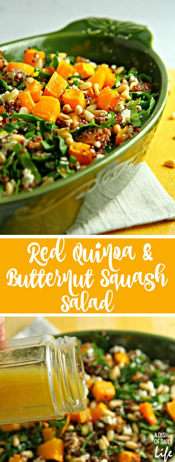 Trying to eat healthier in the New Year? Add more colors to your diet with this Red Quinoa Salad with spinach and butternut squash! This delicious and nutritious winter salad is the perfect addition to your lunch or dinner menu.