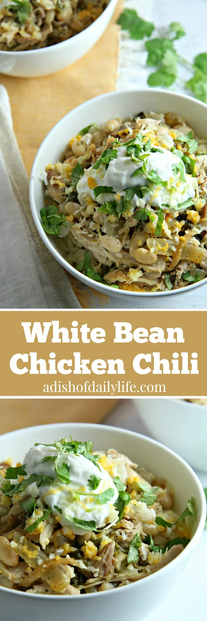 White Bean Chicken Chili is a healthy and delicious easy weeknight meal, but it's also perfect for game day. Guaranteed to be a hit with kids and adults alike!