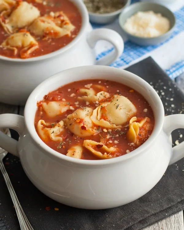 3 ingredient Tomato Tortellini soup + 14 more easy soup recipes for National Homemade Soup Day!