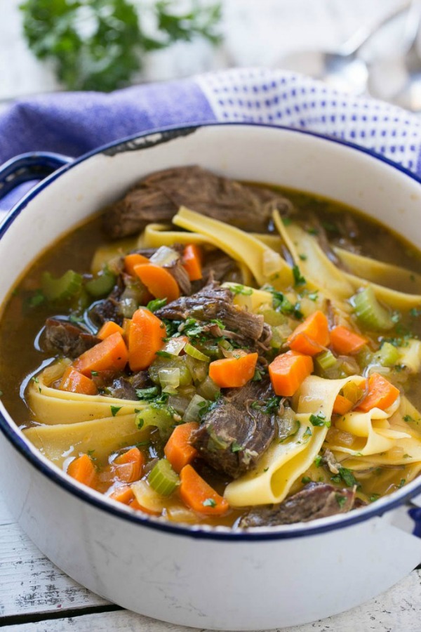 Beef and egg noodle soup + 14 more easy soup recipes for National Homemade Soup Day!