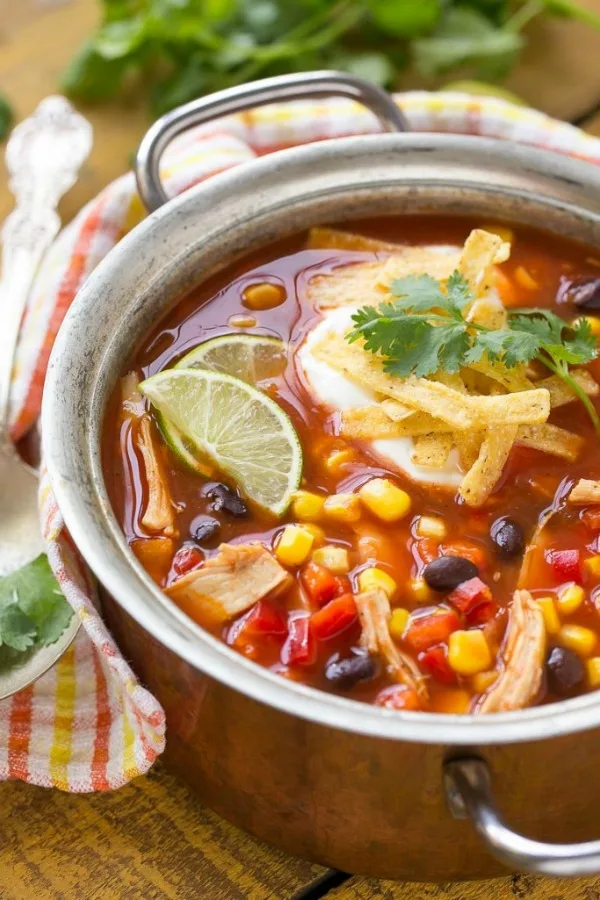 Quick and easy chicken taco soup + 14 more easy soup recipes for National Homemade Soup Day!