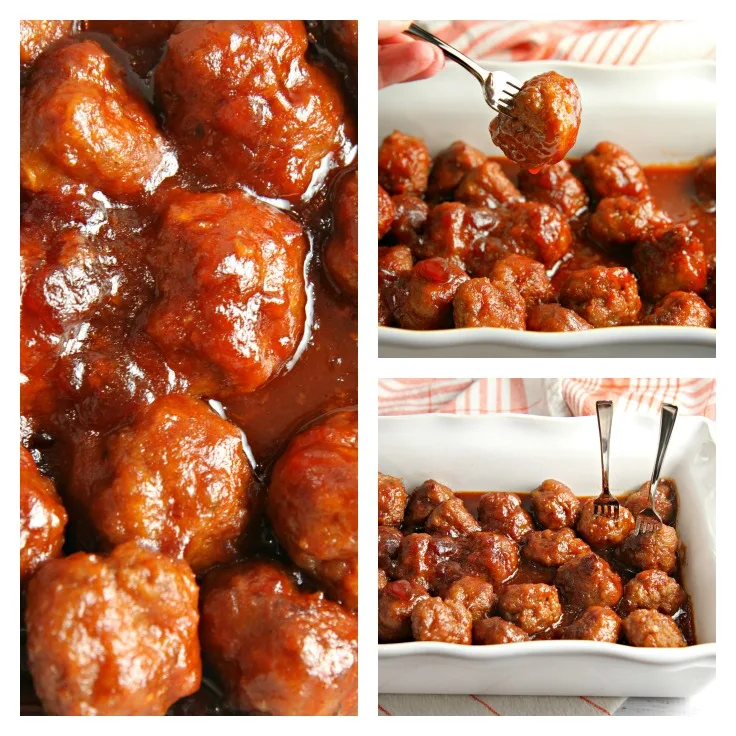 Sweet Sriracha Meatballs collage