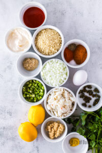 All ingredients laid out on the counter ready to assemble.