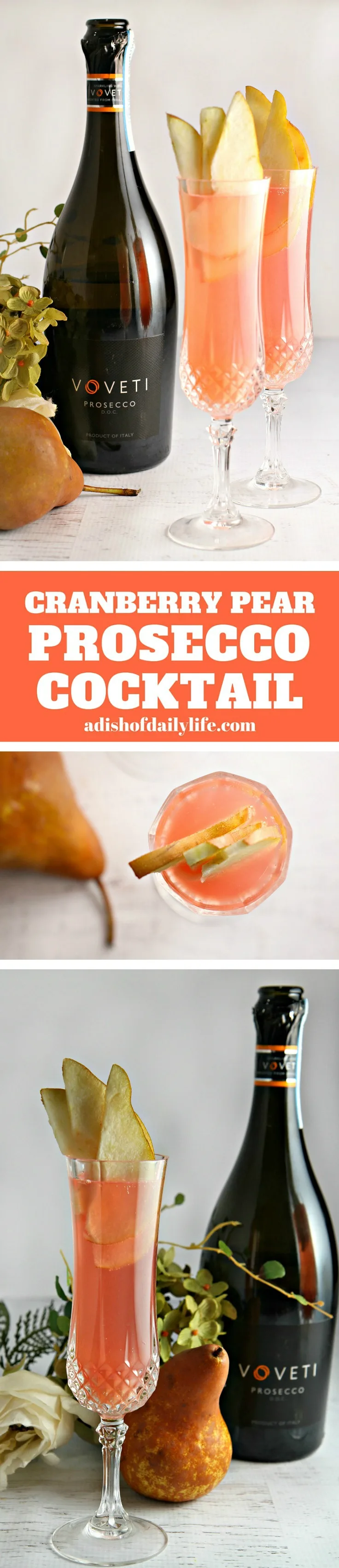 This Cranberry Pear Prosecco cocktail recipe is amazingly refreshing with a delicate fizz - an easy spring cocktail that you can make in just 5 minutes! It's perfect for your Easter dinner, Mother's Day brunch, wedding and baby showers, or any other spring (or summer) celebration!