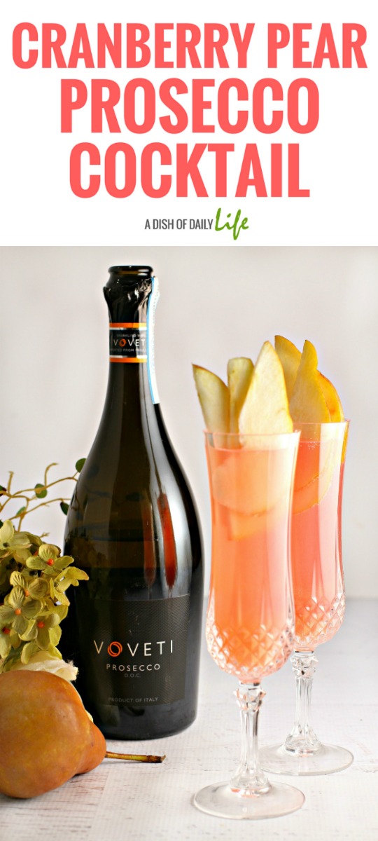 This Cranberry Pear Prosecco cocktail recipe is amazingly refreshing with a delicate fizz - an easy spring cocktail that you can make in just 5 minutes! It's perfect for your Easter dinner, Mother's Day brunch, wedding and baby showers, or any other spring (or summer) celebration!