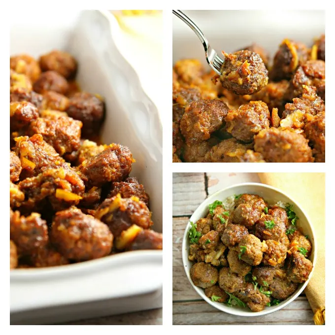 Slow Cooker Pork Meatballs with Orange Sauce...tender, juicy meatballs, packed with vegetables, covered with an orange glaze that everyone goes crazy for! Great as a party appetizer recipe, or delicious easy dinner with rice! Leftovers freeze well.