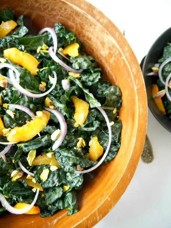 Summer Peach and Kale Salad + 18 more salad recipes perfect for your next potluck! 