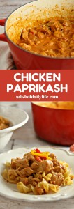 Creamy and delicious, this Hungarian Chicken Paprikash recipe is an easy comfort food dish with a minimum of prep time, perfect for a weeknight dinner!