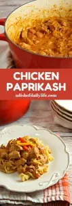 Creamy and delicious, this Hungarian Chicken Paprikash recipe is an easy comfort food dish with a minimum of prep time, perfect for a weeknight dinner!