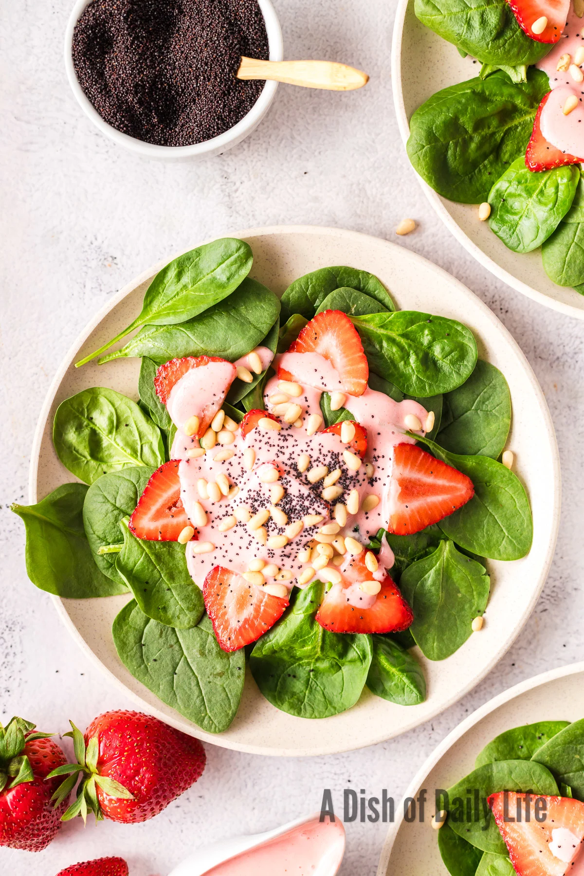 zoomed in image of a single salad bowl ready to enjoy