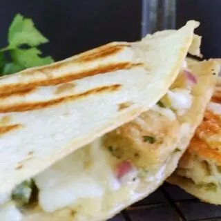 Grilled Tequila Lime Chicken Salad Quesadilla is a fresh south of the border twist on same old chicken salad. Perfect for Cinco de Mayo!