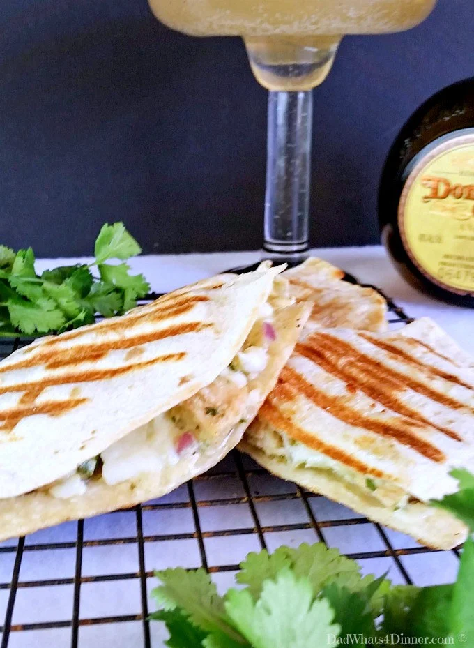 Grilled Tequila Lime Chicken Salad Quesadilla is a fresh south of the border twist on same old chicken salad. Perfect for Cinco de Mayo!