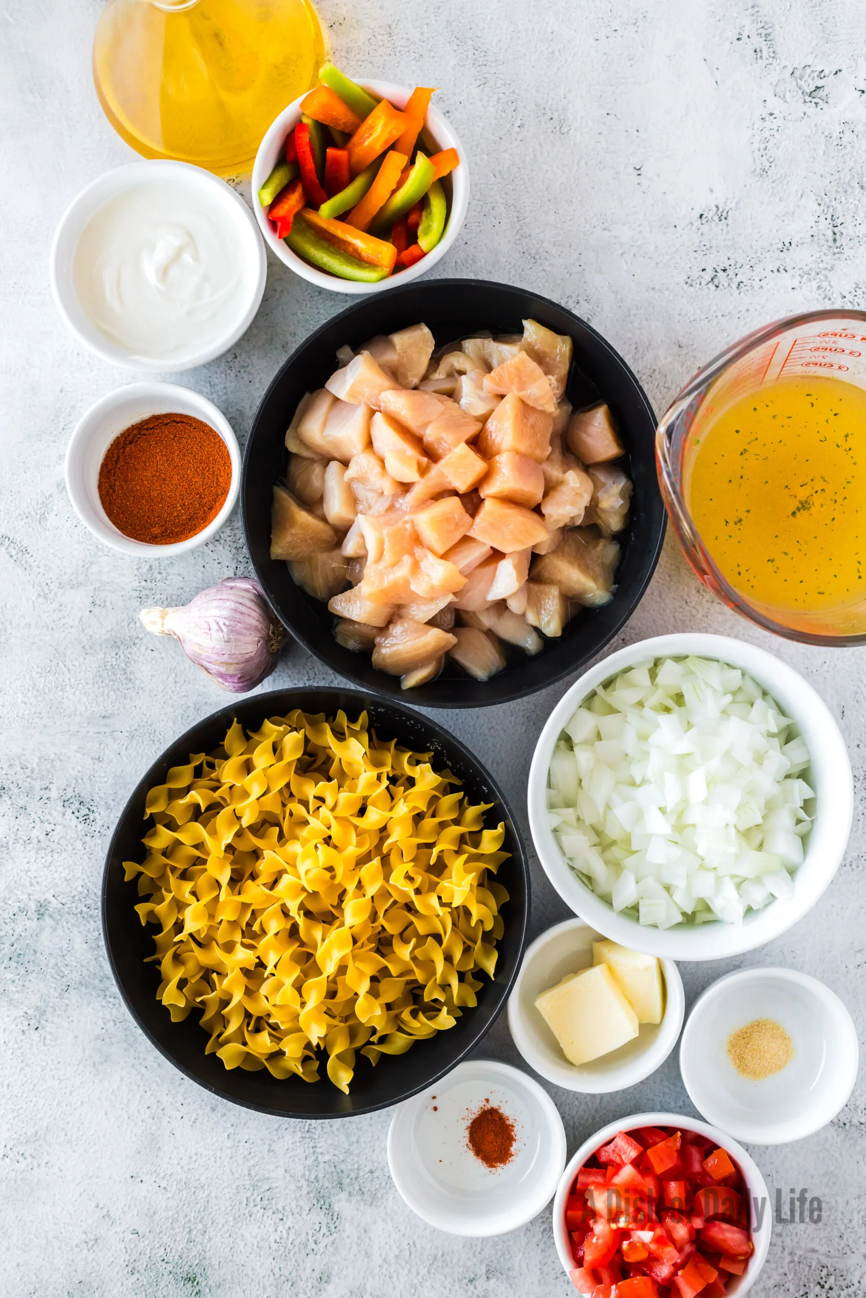 All ingredients laid out on counter ready to assemble.