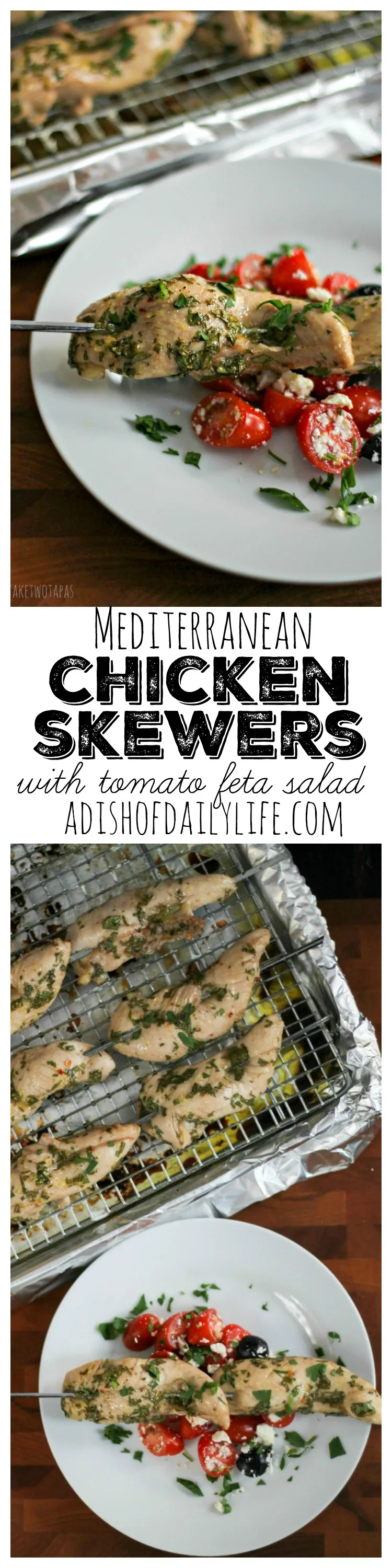 Juicy chicken marinated in a tangy, red wine vinaigrette, and served on a stick. Everything about that says fun. My kids love fun! Mediterranean Chicken Skewers Recipe | Take Two Tapas