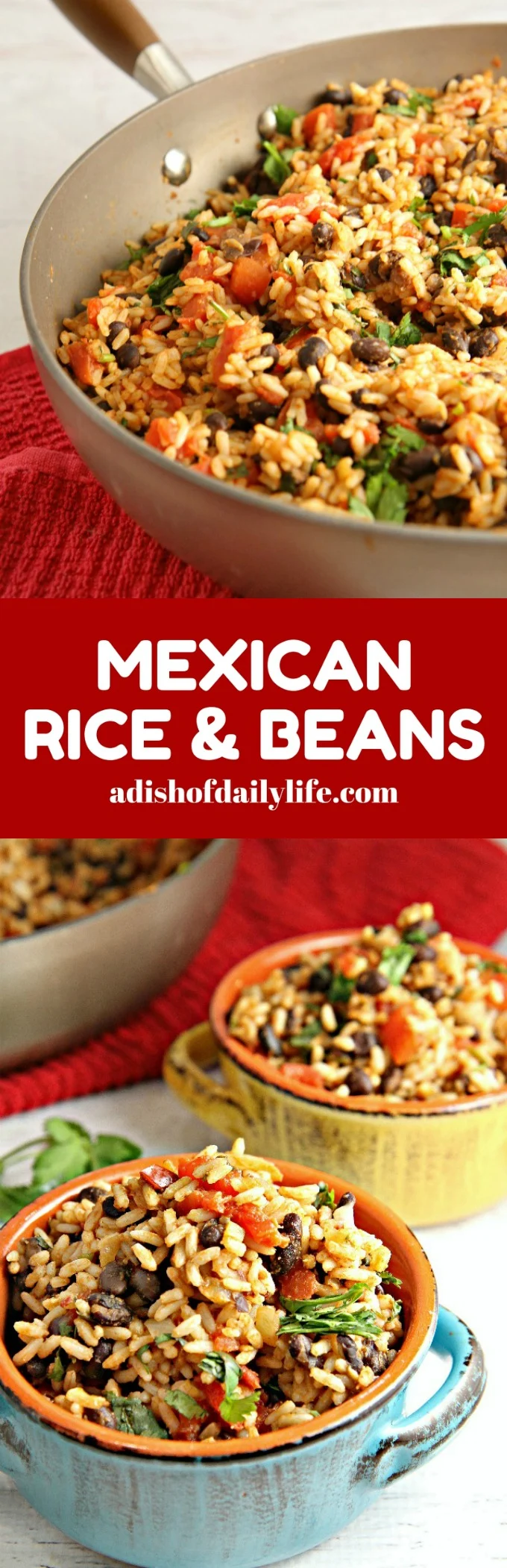 Mexican Rice and Beans...an easy versatile vegetarian dish! Use it as a side dish for Mexican night, use the leftovers as a filling for burritos along with chicken or beef, or add cheese and turn it into a Mexican bake.