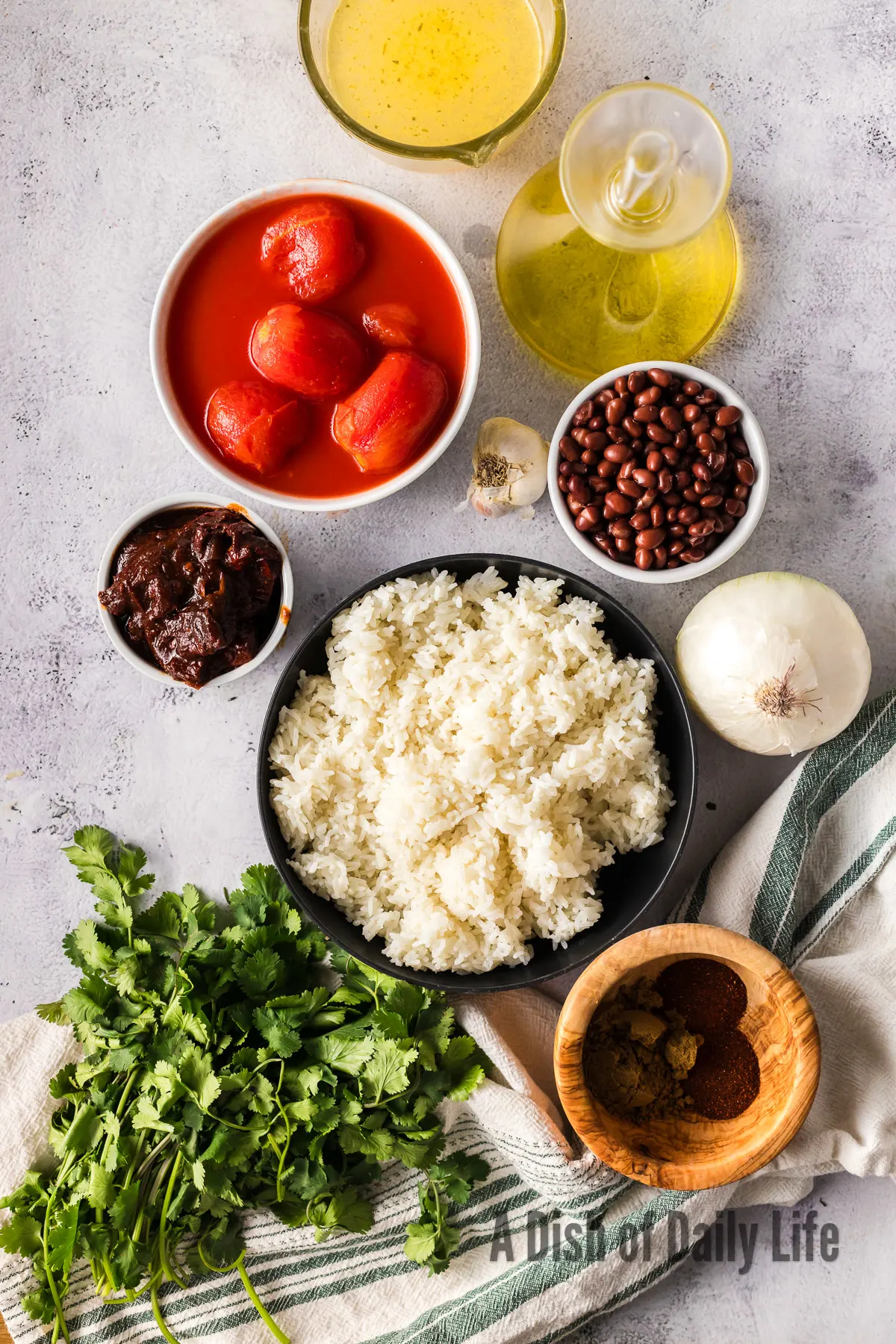 All ingredients laid out on the counter, ready to assemble.