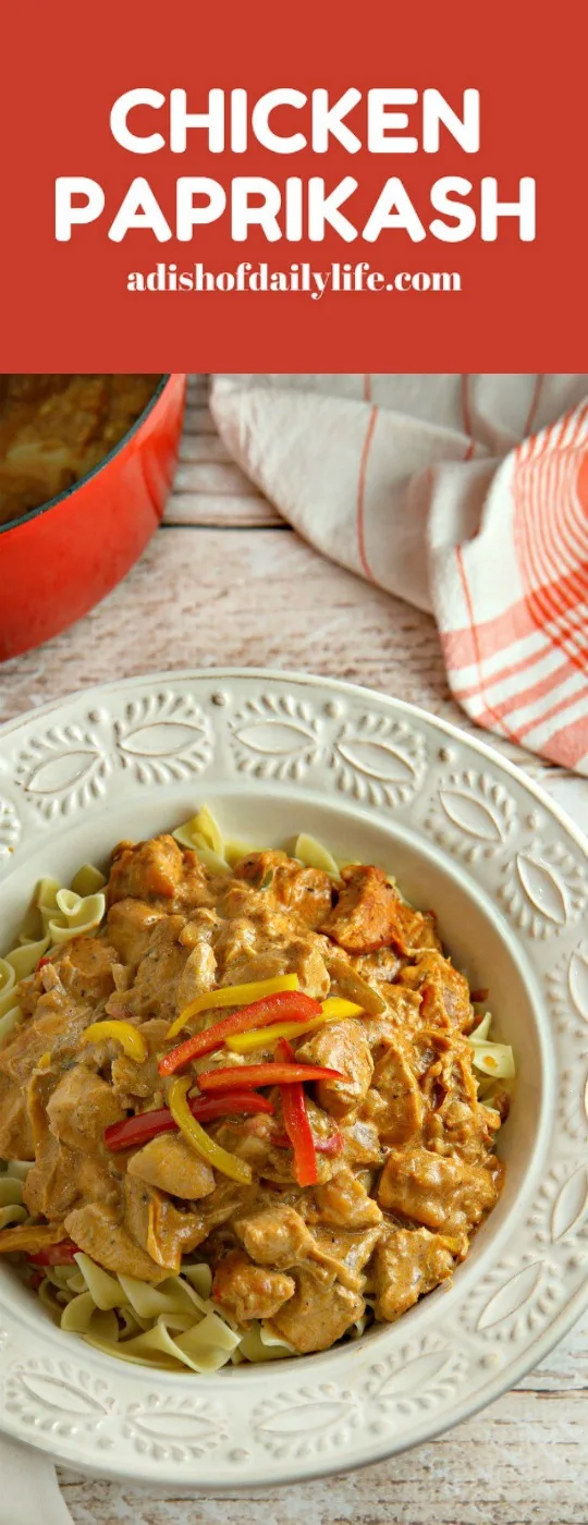 Chicken Paprikash...this creamy classic Hungarian stew recipe is both easy and delicious! Perfect comfort food dish for a weeknight dinner....my family LOVES this recipe!