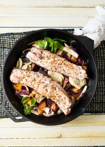 One skillet, easy pork tenderloin recipe with fennel and plums.