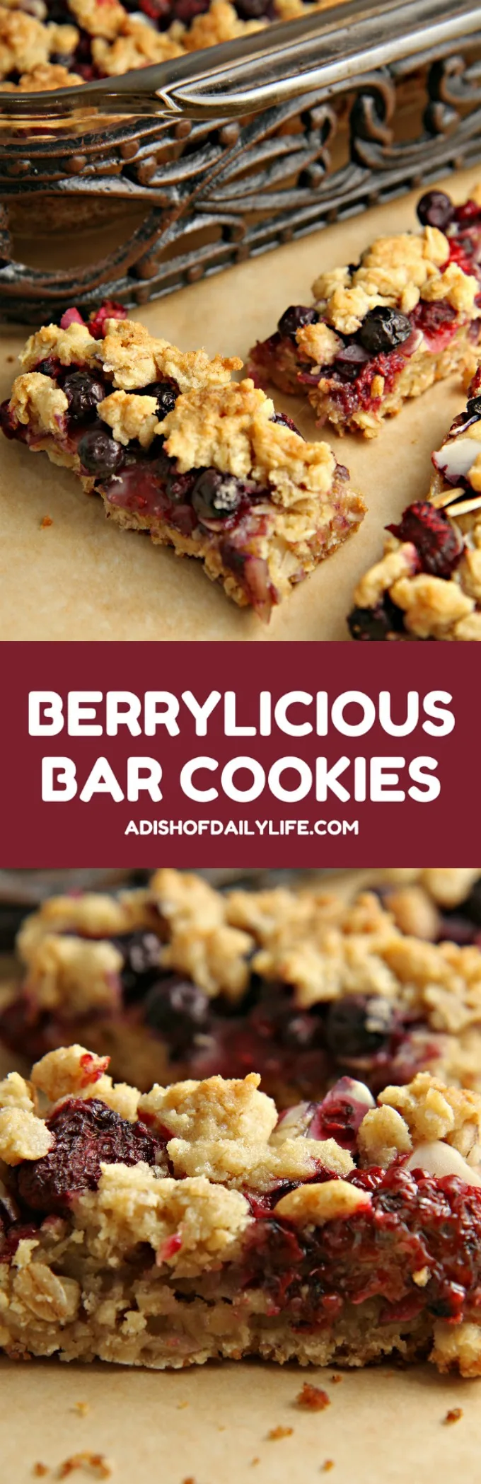 This easy Berrylicious Bar Cookies recipe is a delicious snack recipe, sure to be a new family favorite! They're also a great dessert to bring to potlucks, and with the red and blue berries, they're great for the 4th of July too!