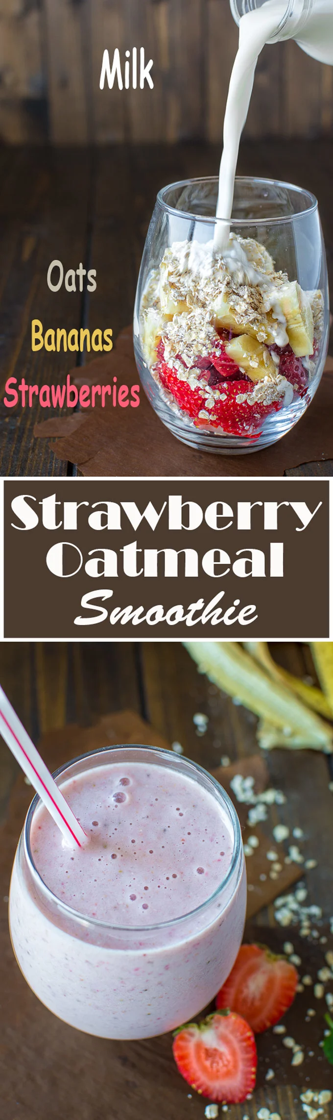 This creamy Strawberry and Oatmeal Smoothie makes the perfect breakfast. It is low on calories, yet so filling and tasty!