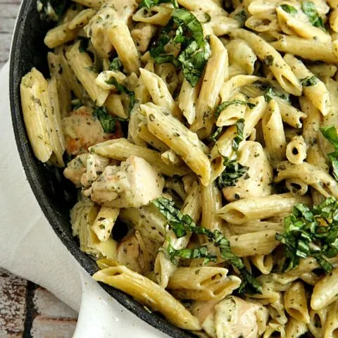 Chicken Pesto Pasta with Artichokes