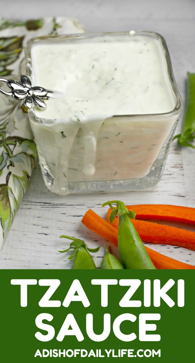 Cool and creamy, Tzatziki Sauce is a tangy yogurt cucumber dip, made with garlic, lemon and dill. Perfect as a dip for vegetables and a lovely accompaniment to chicken, lamb, beef and even salmon! Easy to make...and healthy too! 