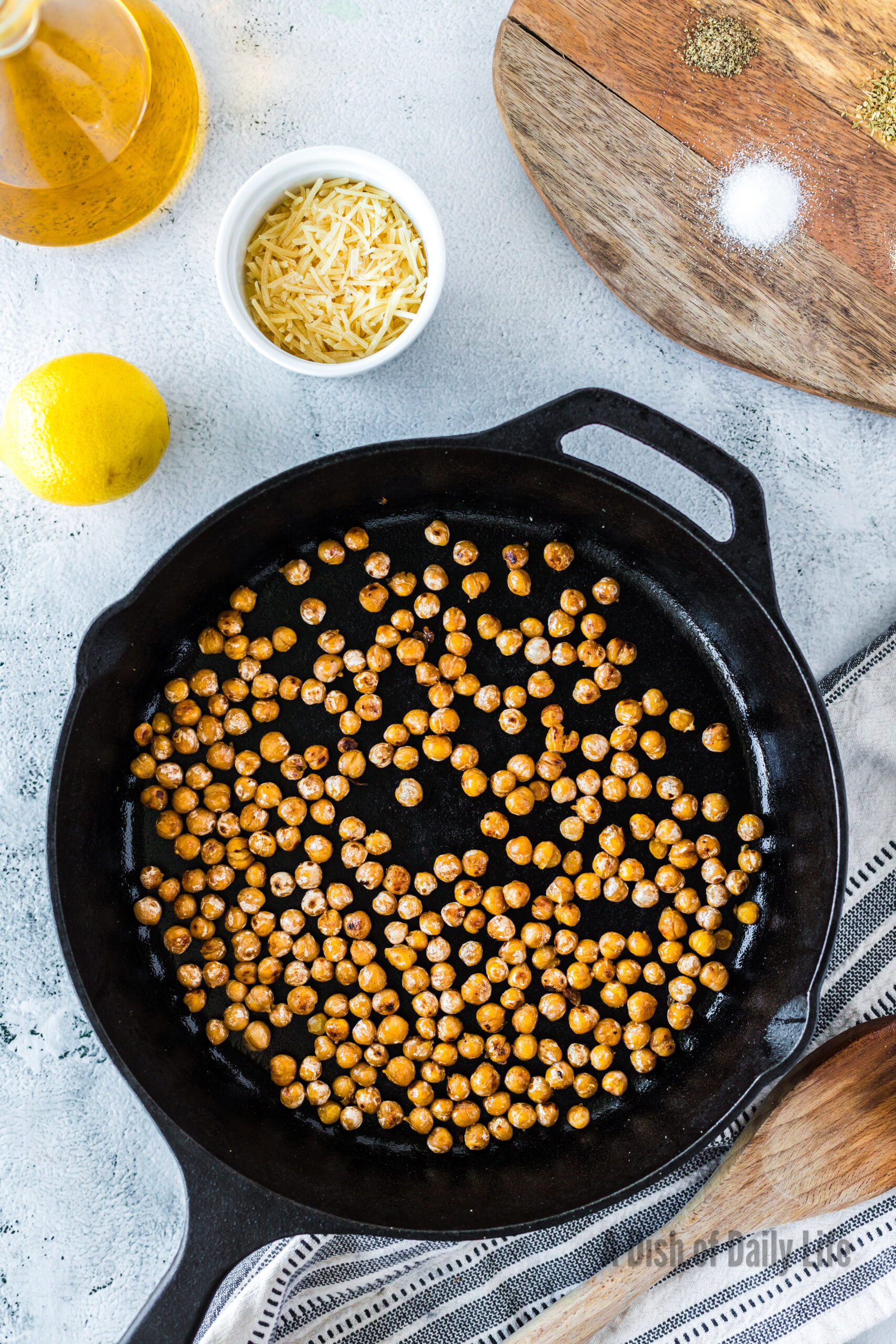 crispy chickpeas in skillet