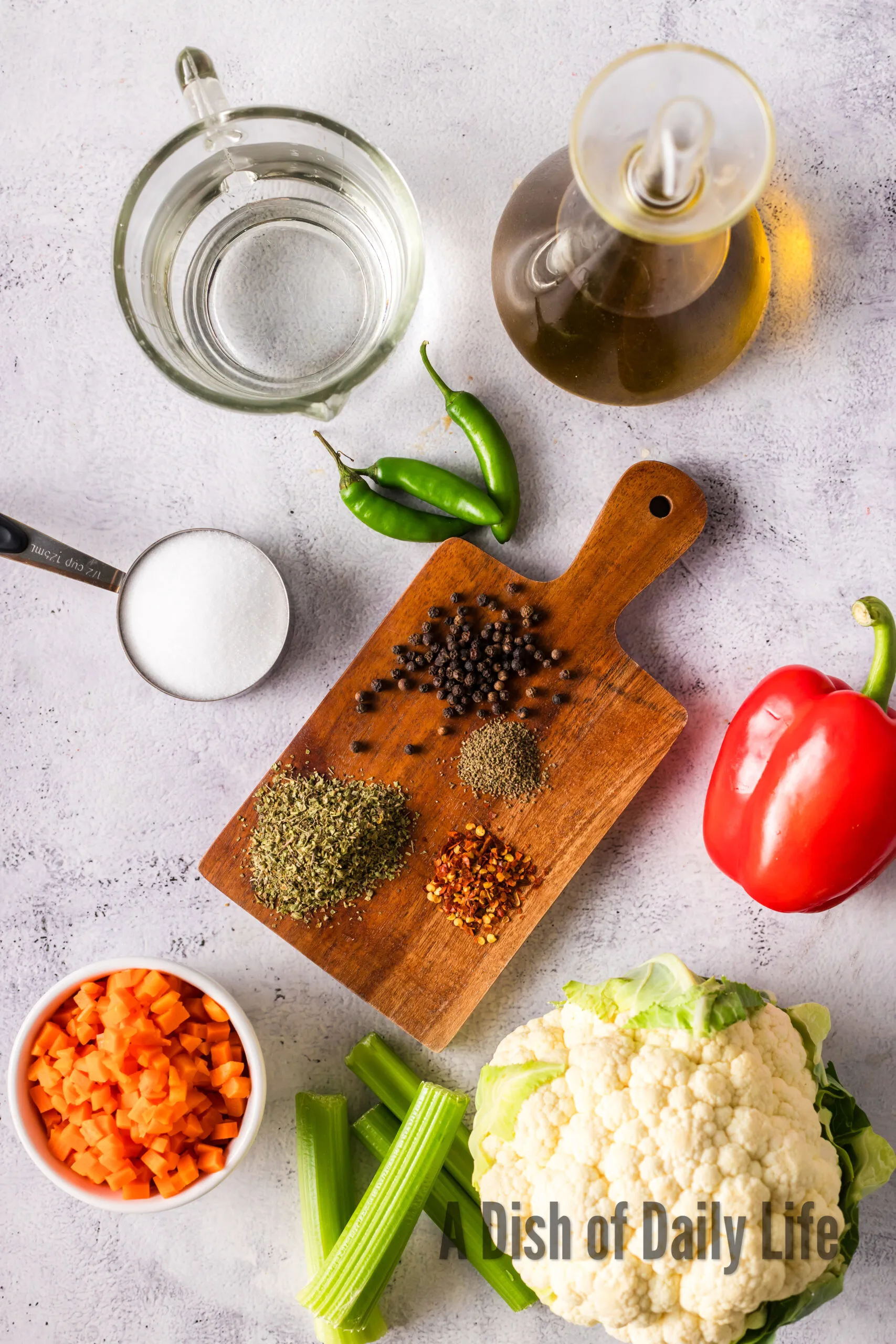 All ingredients laid out on the counter, ready to assemble.