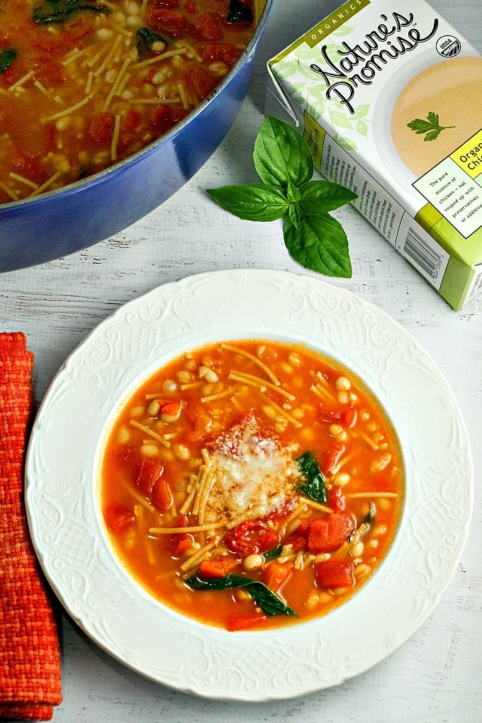 Pasta e Fagioli, a traditional Italian soup, is a comforting dish any time of year. Easy to make, healthy, and delicious, this Italian bean soup recipe makes for a flavor filled bowl every time! And it's a great source of protein and fiber as well! 