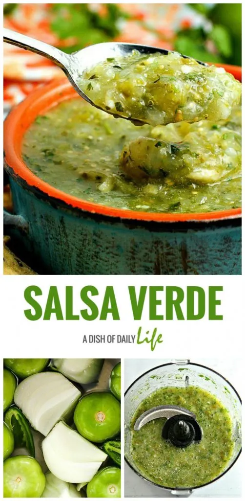 Authentic Salsa Verde...easy to make & so much better than the jarred stuff. Great with chips, or as a topping for enchiladas or burritos!